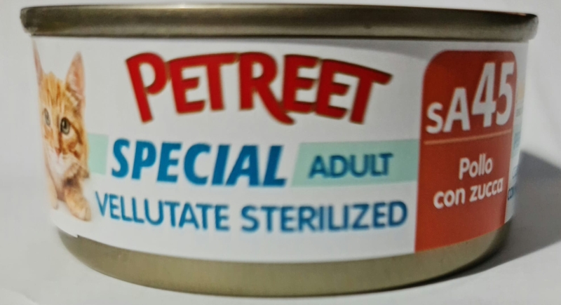 PETREET NATURA VELLUTATE STERILIZED ADULT POLLO CON ZUCCA SA45 Gatti