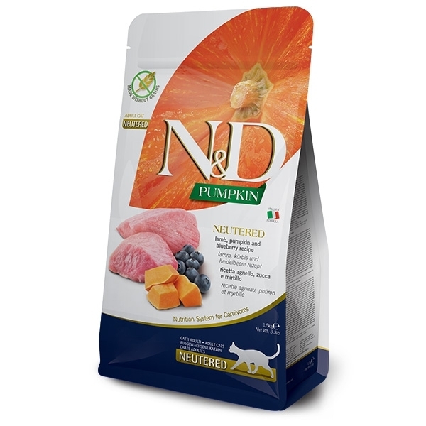 FARMINA NATURAL & DELICIOUS NEUTERED AGNELLO ZUCCA E MIRTILLI GRAIN FREE 