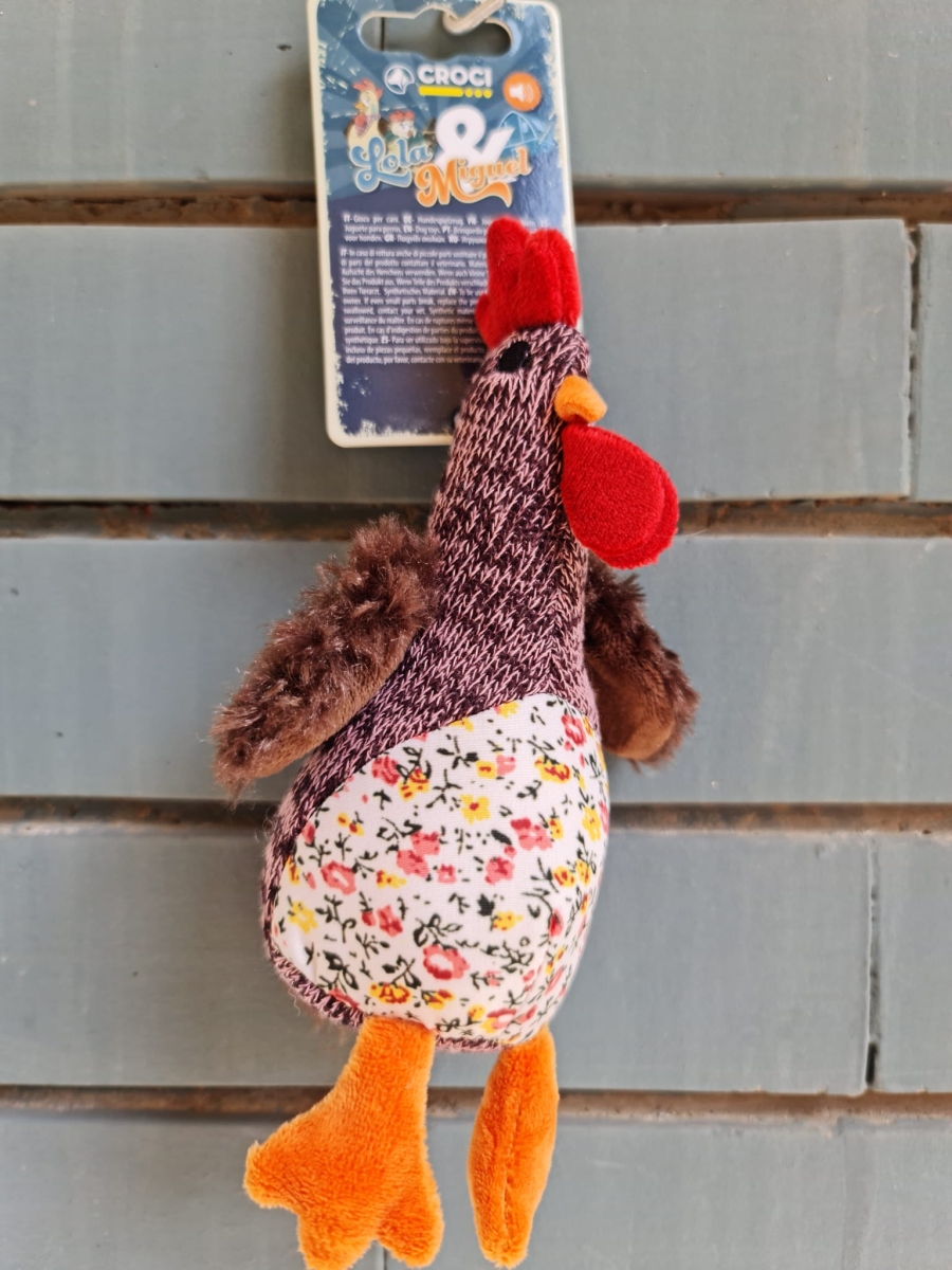 CROCI GIOCO CANE PELUCHE LOLA & MIGUEL GALLO SM CON SQUEAKER 
