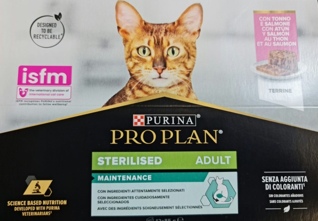 PURINA PRO PLAN STERILISED TONNO E SALMONE MULTIPACK LATTINE Gatti