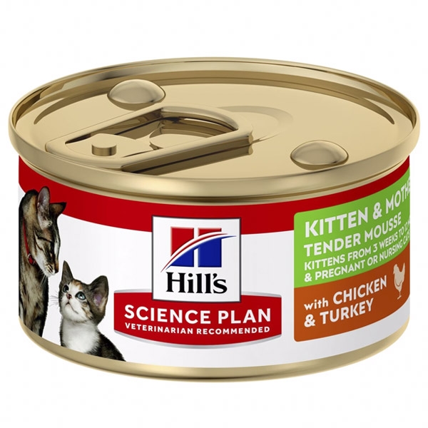 HILL'S FELINE KITTEN & MOTHER MOUSSE POLLO E TACCHINO 