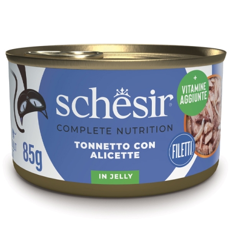 SCHESIR COMPLETE NUTRITION FILETTI TONNETTO CON ALICETTE IN JELLY Gatti