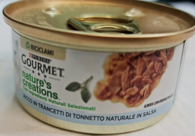 NESTLE' PURINA  GOURMET NATURE'S CREATIONS RICCO IN TRANCETTI DI TONNETTO NATURALE IN SALSA Gatti