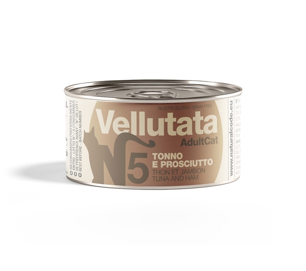 V05 NATURAL CODE VELLUTATA ADULT CAT TONNO E PROSCIUTTO 