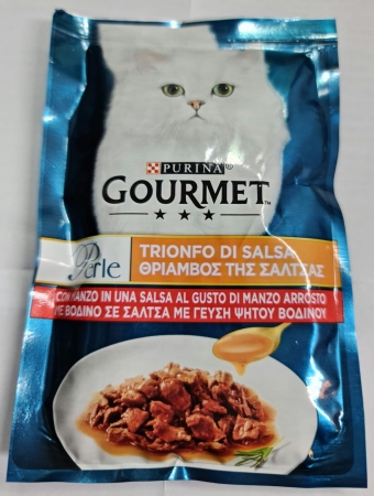 NESTLE' PURINA GOURMET PERLE TRIONFO DI SALSA CON MANZO IN UNA SALSA AL GUSTO DI MANZO ARROSTO Gatti