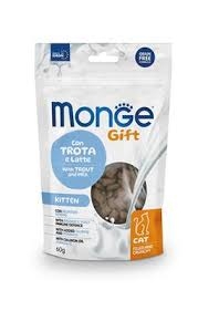 MONGE GIFT CAT FILLED AND CRUNCHY  CON TROTA E LATTE KITTEN SNACK PER GATTI 