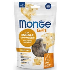MONGE GIFT CAT FILLED AND CRUNCHY CON MAIALE E FORMAGGIO FUSSY 
