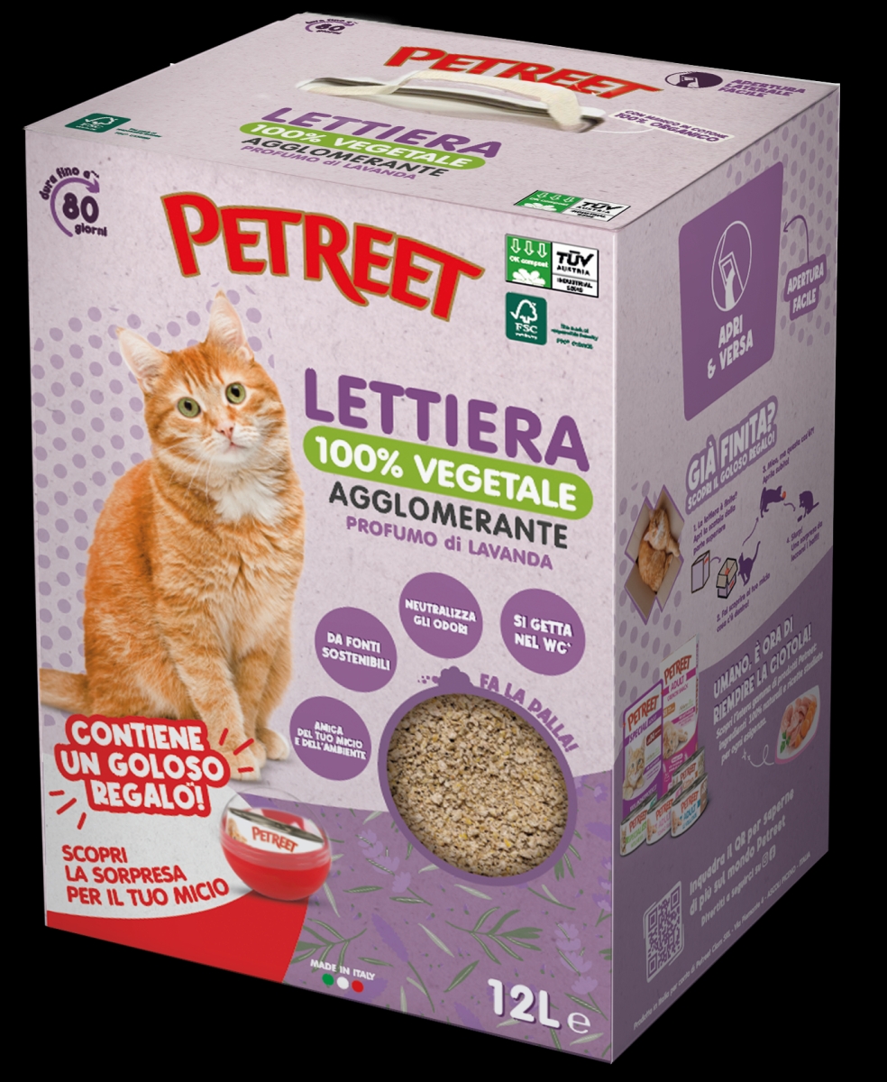 PETREET LETTIERA  100% VEGETALE AGGLOMERANTE PROFUMO DI LAVANDA 