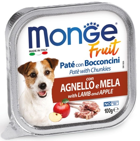 MONGE FRUIT PATE' CON BOCCONCINI CON AGNELLO E MELA Cani