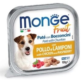 MONGE FRUIT PATE' CON  BOCCONCINI CON POLLO E LAMPONI 