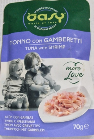OASY WET CAT MORE LOVE TONNO CON GAMBERETTI Gatti