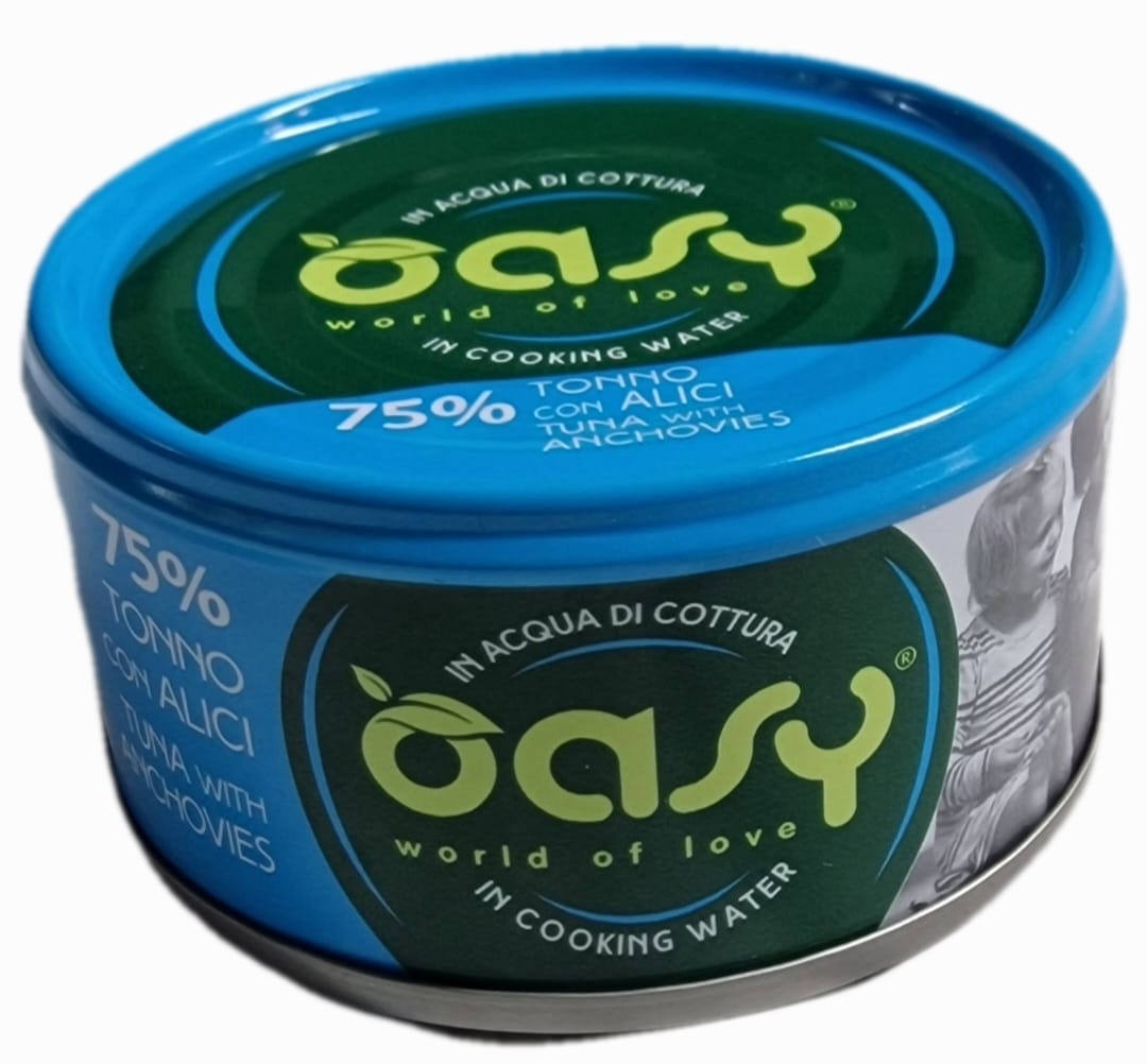 OASY WET CAT MORE LOVE TONNO CON ALICI IN ACQUA DI COTTURA 