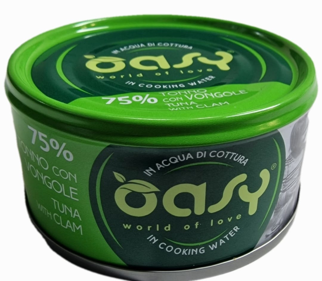 OASY WET CAT MORE LOVE TONNO CON VONGOLE IN ACQUA DI COTTURA 