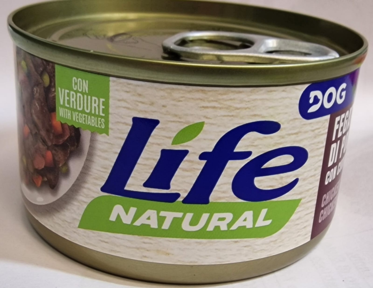 LIFE NATURAL DOG FEGATINI DI POLLO CON CUORI DI POLLO IN SALSA NATURALE 