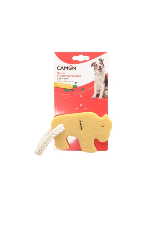 CAMON GIOCO CANE IN GOMMA NATURALE CON CORDA BISONTE 