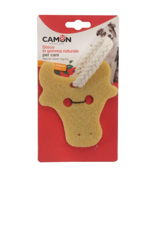 CAMON GIOCO CANE IN GOMMA NATURALE CON CORDA TORO 