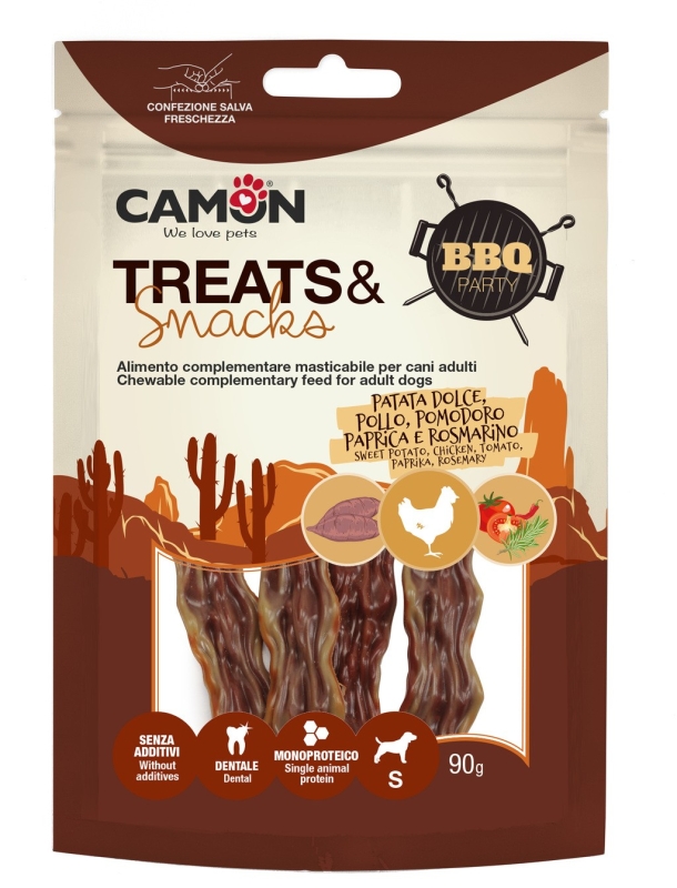 CAMON BACON DI PATATA DOLCE CON POLLO ED AI GUSTI DI POMODORO, PAPRICA E ROSMARINO 