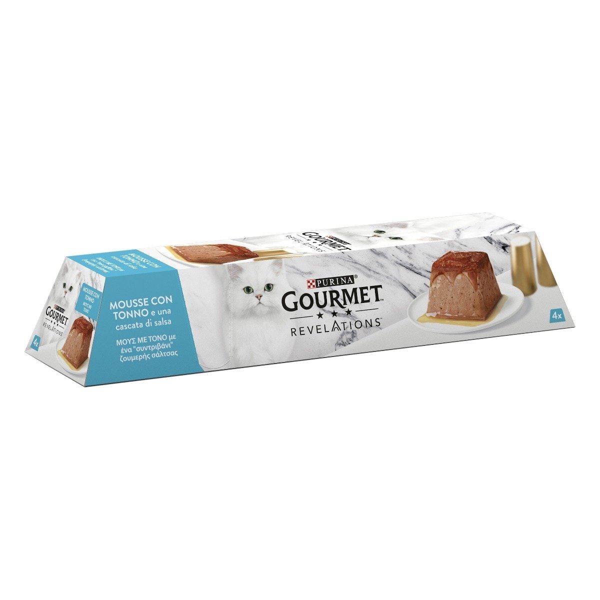 NESTLE' PURINA GOURMET REVELATIONS MOUSSE CON TONNO E UNA CASCATA DI SALSA 