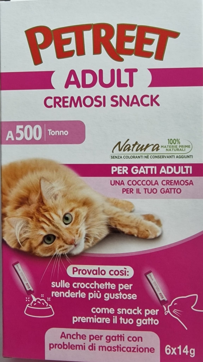 PETREET  GATTI ADULT CREMOSI SNACK TONNO A 500 