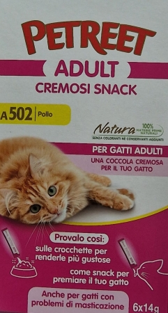PETREET GATTI ADULT CREMOSI SNACK POLLO A 502 Gatti