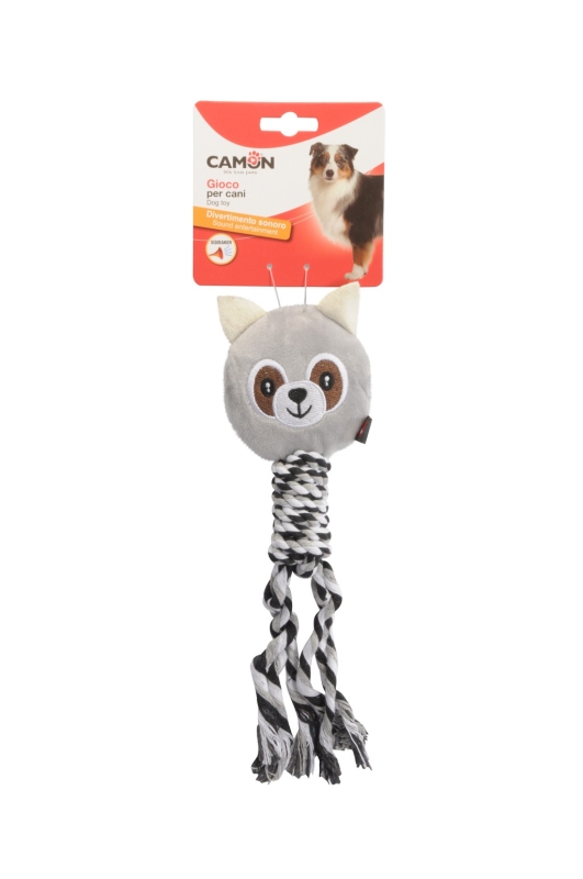 CAMON GIOCO CANI ANIMALETTI IN POLIESTERE E CORDA CON SQUEAKER 