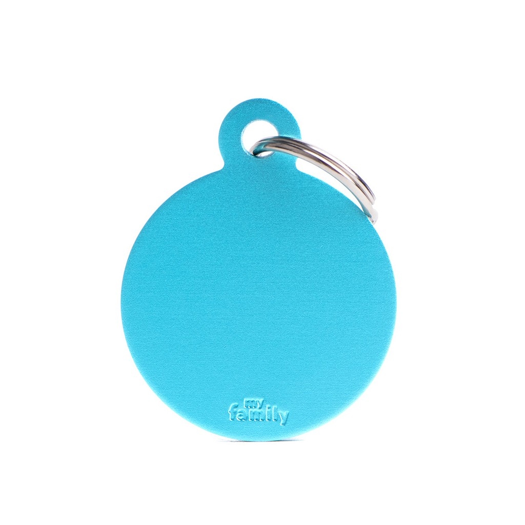 MEDAGLIETTA BASIC CERCHIO GRANDE AZZURRO IN ALLUMINIO 