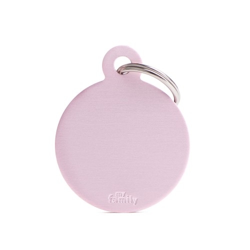 MEDAGLIETTA BASIC CERCHIO GRANDE ROSA IN ALLUMINIO 