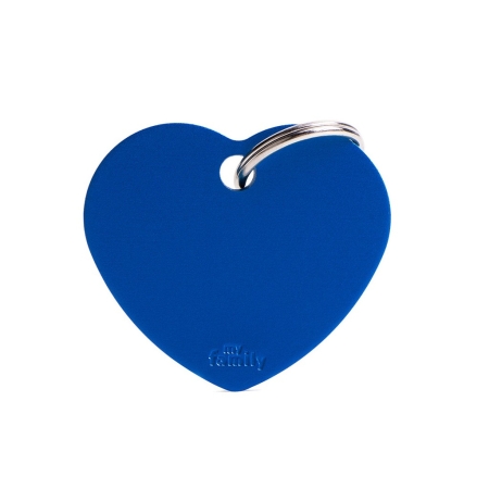 MEDAGLIETTA BASIC CUORE GRANDE BLU IN ALLUMINIO Cani