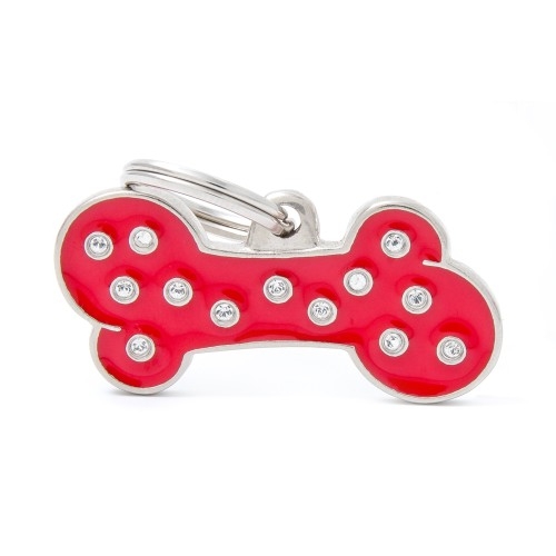MEDAGLIETTA CHIC GRANDE OSSO ROSSO CON STRASS 