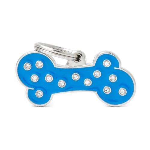 MEDAGLIETTA CHIC GRANDE OSSO BLU CON STRASS 