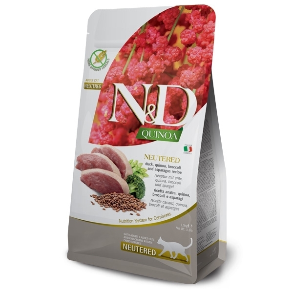 FARMINA NATURAL & DELICIOUS QUINOA NEUTORED ANATRA BROCCOLI ASPARAGI GRAIN FREE 