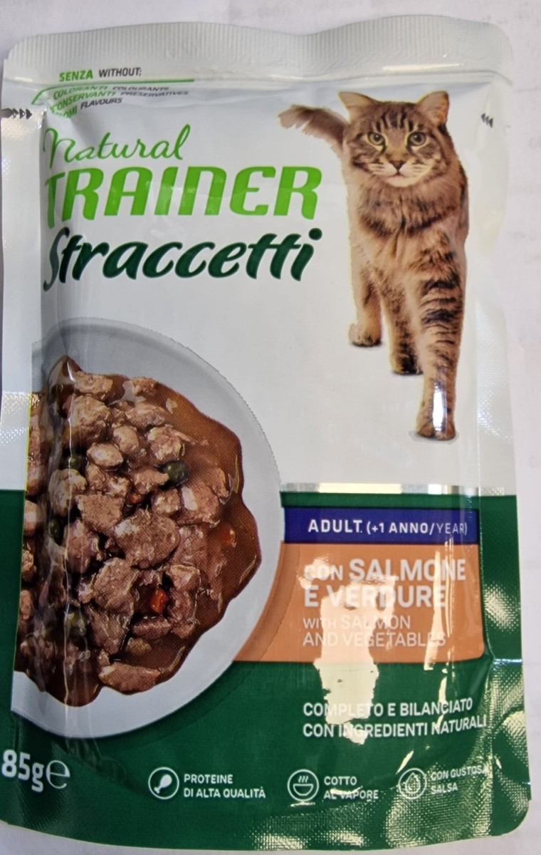 NATURAL TRAINER CAT STRACCETTI ADULT SALMONE E VERDURE 