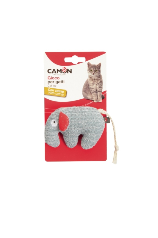 CAMON GIOCO GATTO IN POLIESTERE CON CATNIP 3 SOGGETTI ELEFANTE 