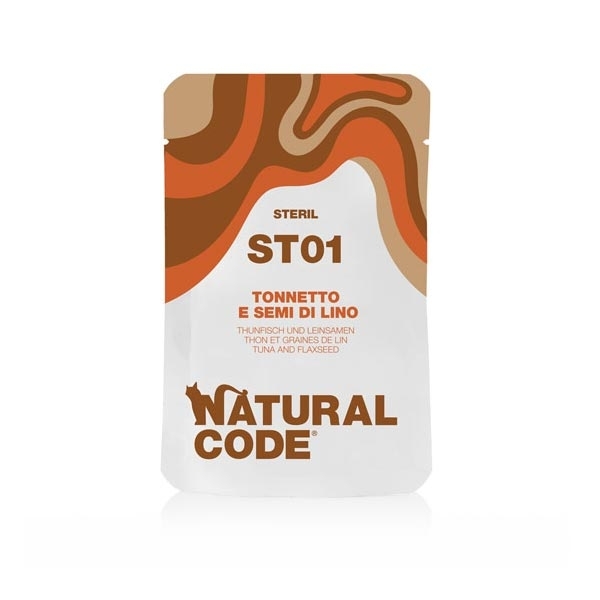 NATURAL CODE ST01 TONNETTO E SEMI DI LINO GATTI STERILIZZATI 