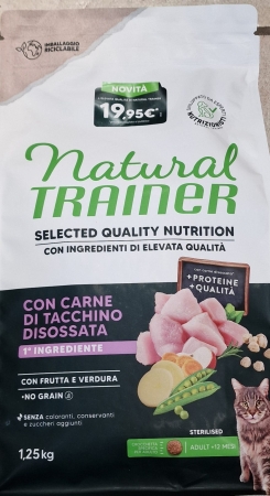 NATURAL TRAINER STERILISED ADULT SELECTED QUALITY NUTRITION CON CARNE DI TACCHINO DISOSSATA Gatti