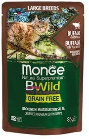 MONGE CAT NATURAL SUPERPREMIUM BWILD LARGE BREEDS GRAIN FREE BUFALO CON ORTAGGI Gatti