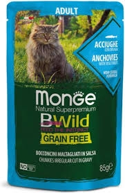 MONGE CAT NATURAL SUPERPREMIUM BWILD ADULT GRAIN FREE ACCIUGHE CON ORTAGGI Gatti