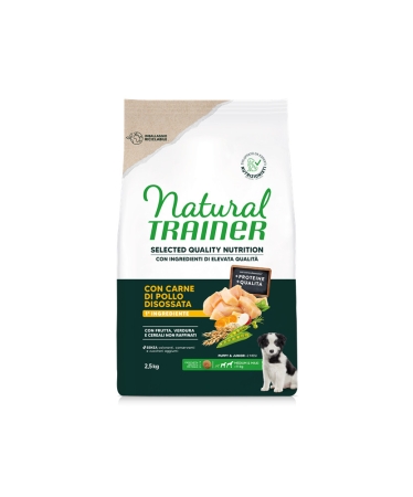 NATURAL TRAINER SELECTED QUALITY NUTRITION PUPPY & JUNIOR MEDIUM & MAXI CON CARNE DI POLLO DISOSSATA Cani