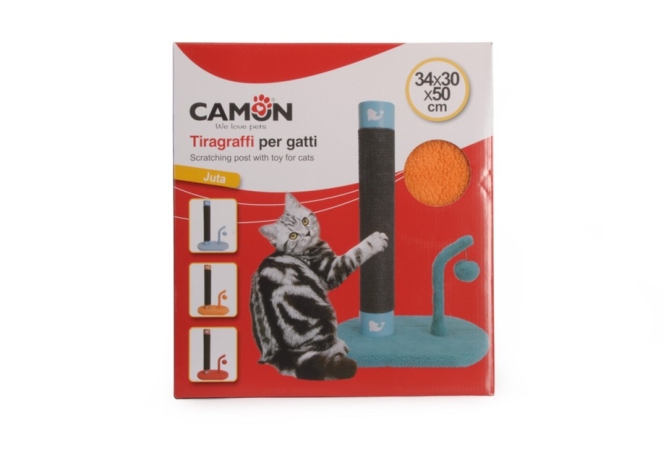 CAMON TIRAGRAFFI COLORATO A COLONNA, CORDA IN JUTA CON GIOCO ARANCIONE Gatti