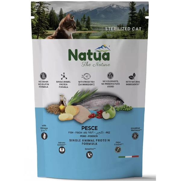 NATUA DRY LINE ADULT STERILIZED CAT PESCE 