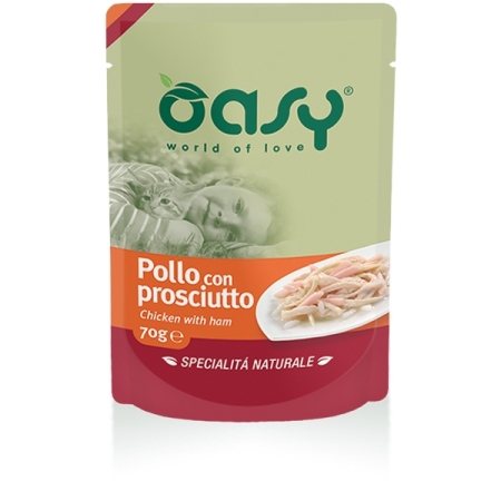 OASY WET CAT SPECIALITA' NATURALI POLLO CON PROSCIUTTO Gatti
