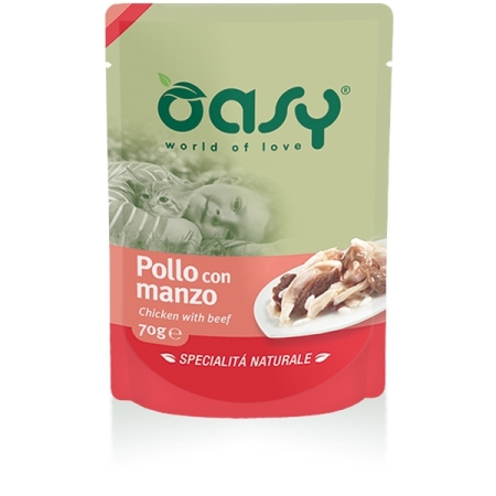 OASY WET CAT SPECIALITA' NATURALI POLLO CON MANZO Gatti