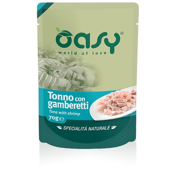 OASY WET CAT SPECIALITA' NATURALI TONNO CON GAMBERETTI 
