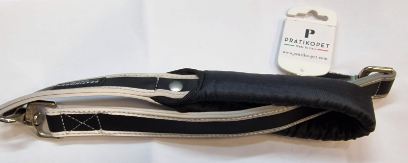 GUINZAGLIO BORDATO MANICO CORTO E GIRELLO NERO BORDATO Cani