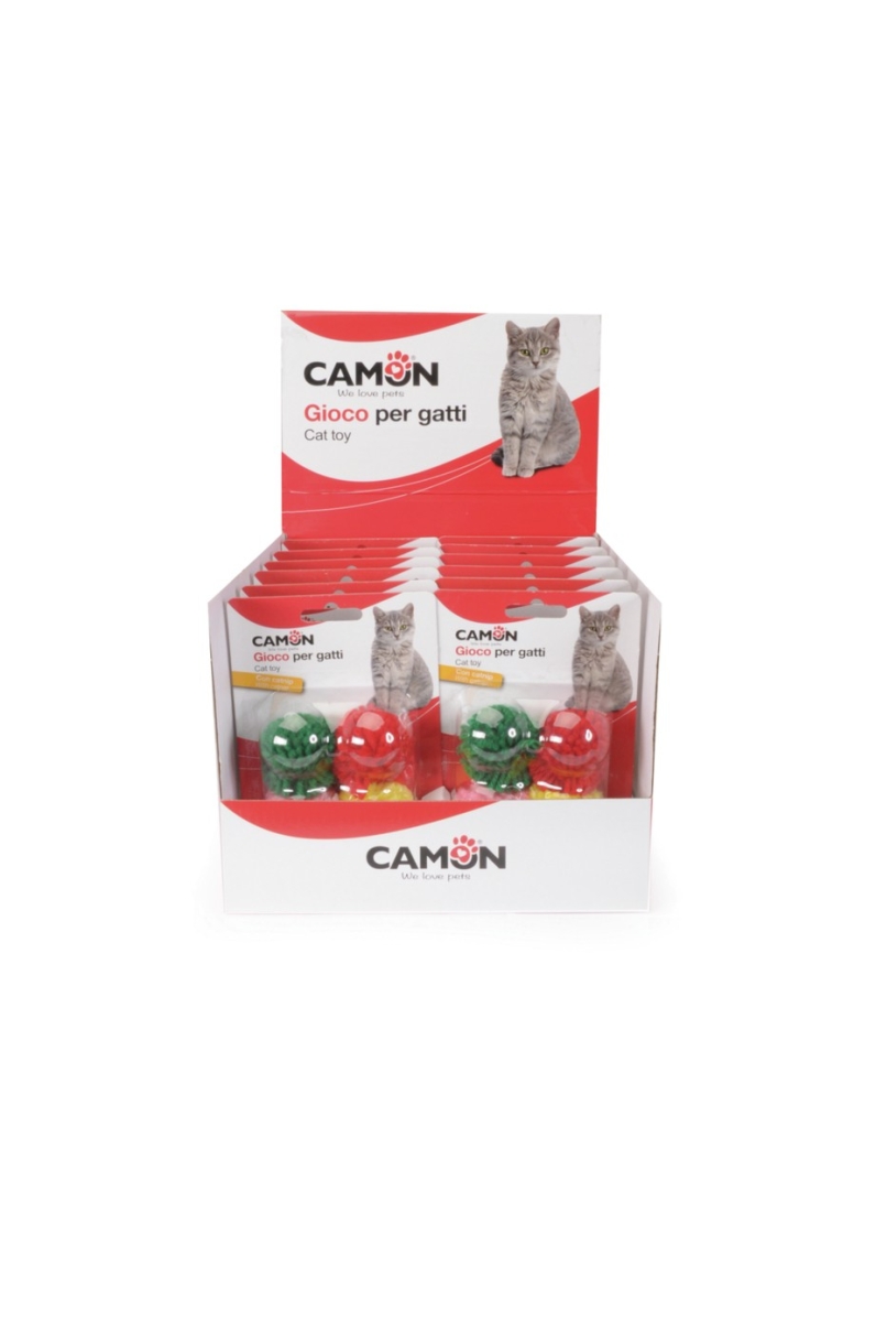CAMON GIOCO PER GATTI POLIESTERE CON CATNIP MIX PALLINE PON PON COLORATE 