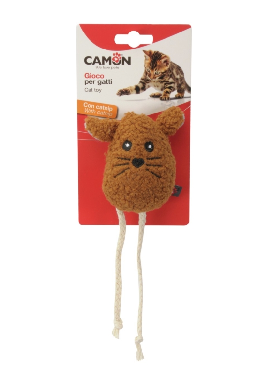 CAMON GIOCO PER GATTI TESTA DI TOPINO CON INSERTO IN CORDA E CATNIP 