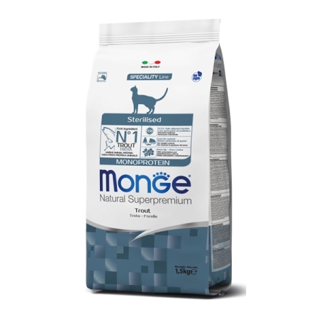 MONGE NATURAL SUPERPREMIUM STERILISED MONOPROTEIN CON TROTA Gatti