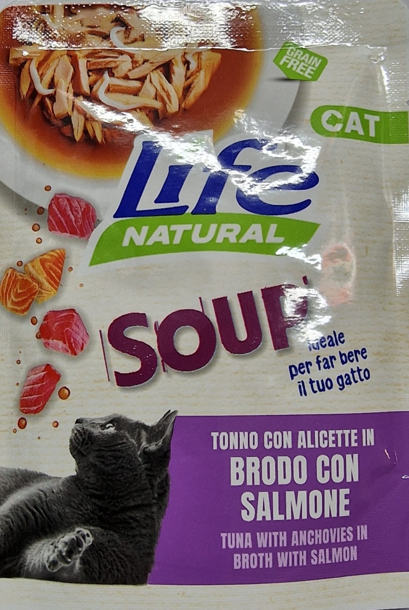 LIFE PET CARE LIFE CAT NATURAL TONNO CON ALICETTE IN BRODO CON SALMONE SOUP' 