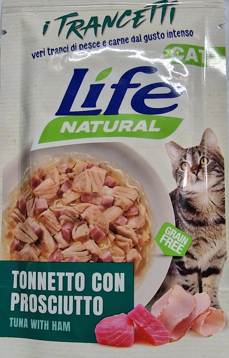 LIFE PET CARE LIFE CAT NATURAL I TRANCETTI TONNETTO CON PROSCIUTTO 