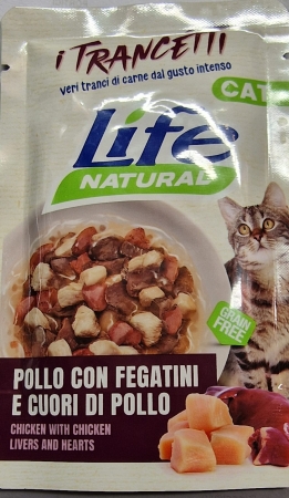 LIFE PET CARE LIFE CAT NATURAL I TRANCETTI POLLO CON FEGATINI E CUORI DI POLLO Gatti